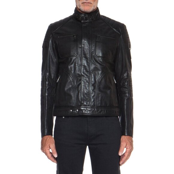 Belstaff Weybridge Black Hand Waxed Leather Quilted Moto Jacket - Picture 1 of 15